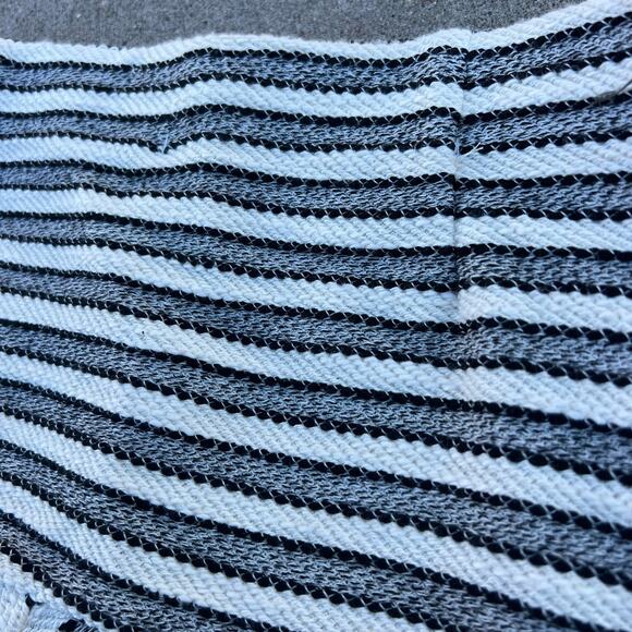 Loft Black White Woven Tweed Stripe Geometric A-Line Mini Skirt NWT Size LARGE - Picture 5 of 7